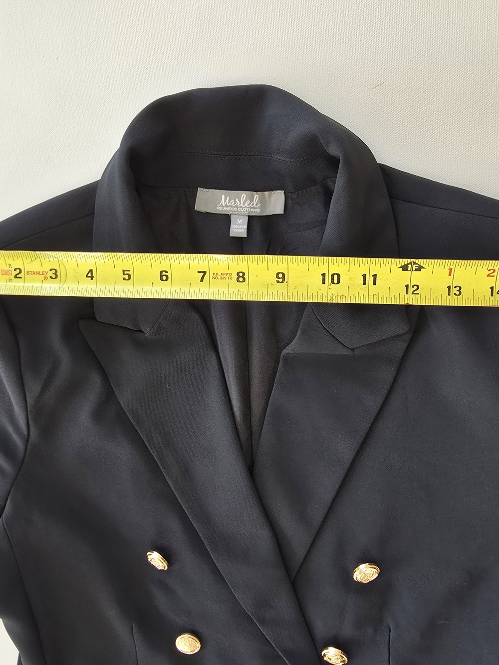 Marled Women's Double-Breasted Black Blazer with Gold Buttons - Sz M - Picture 5 of 7